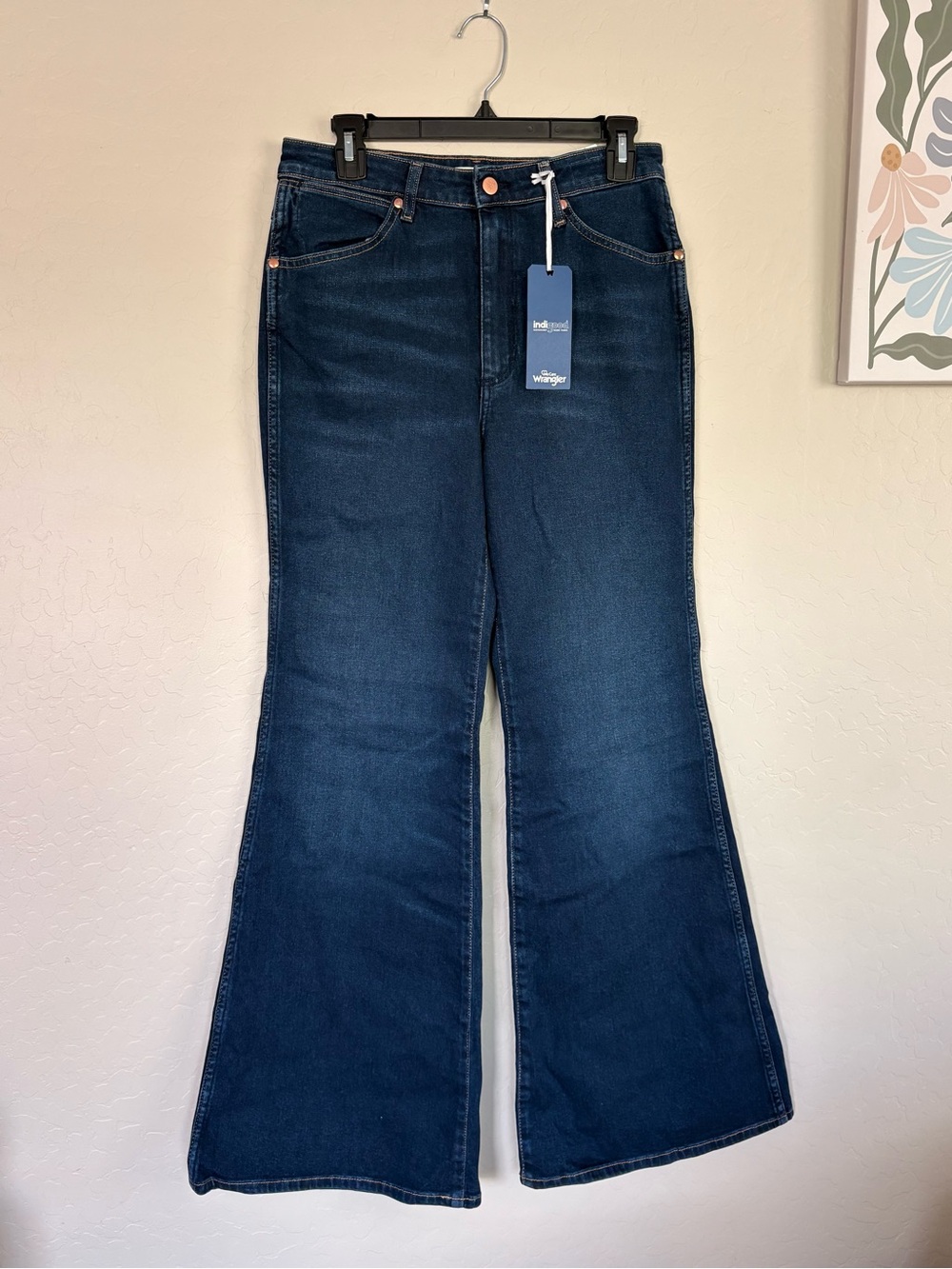 Wrangler Wanderer 622 High Rise Flare Jeans Indigo Blue NWT Women's 29 Boho 70s - Picture 2 of 7